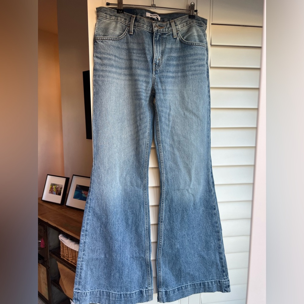 NWOT RE/DONE 70s Low-Rise flare, lake blue size 27